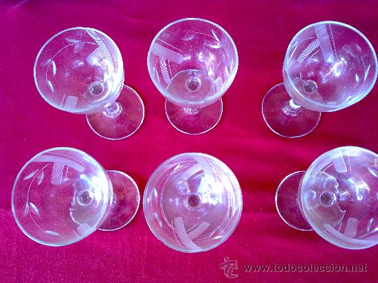 Antig&uuml;edades: antiguas 6 copas de licor talladas. - Foto 2