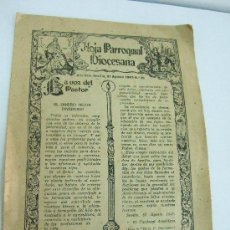 Antigüedades: HOJA PARROQUIAL DIOCESANA - SEVILLA -31 AGOSTO 1947 -ARTICULO APOLOGETICA POPULAR-ASCETICA CRISTIANA