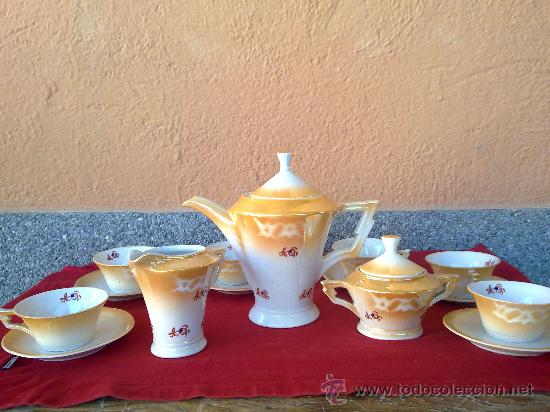 Antig&uuml;edades: antiguo juego de cafe con efectos anacarados. - Foto 1