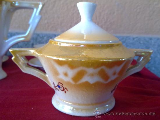 Antig&uuml;edades: antiguo juego de cafe con efectos anacarados. - Foto 4