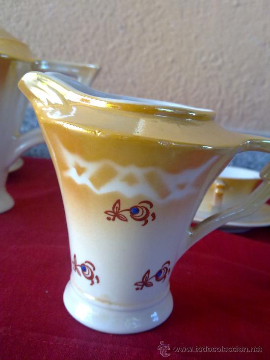 Antig&uuml;edades: antiguo juego de cafe con efectos anacarados. - Foto 5