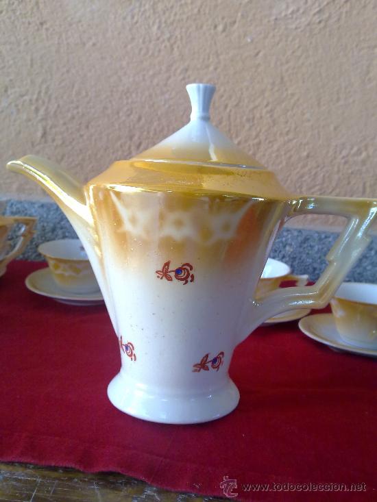 Antig&uuml;edades: antiguo juego de cafe con efectos anacarados. - Foto 6