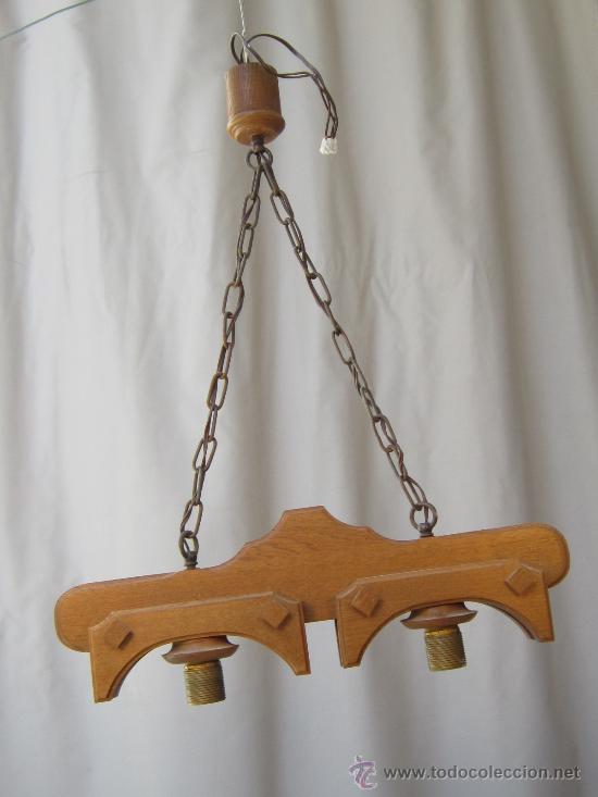 Antig&uuml;edades: LAMPARA DE TECHO EN MADERA - Foto 1
