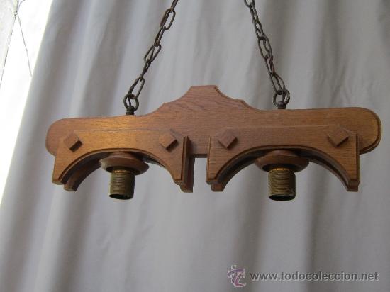 Antig&uuml;edades: LAMPARA DE TECHO EN MADERA - Foto 2