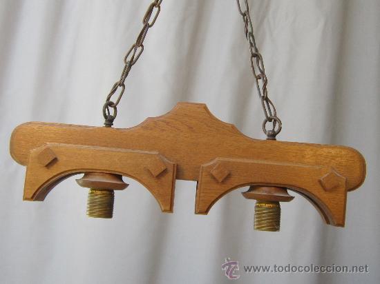 Antig&uuml;edades: LAMPARA DE TECHO EN MADERA - Foto 3