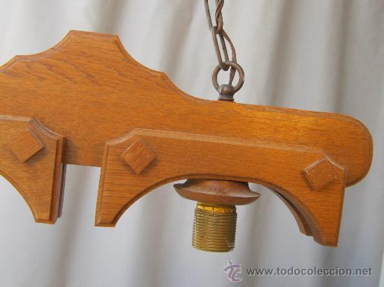 Antig&uuml;edades: LAMPARA DE TECHO EN MADERA - Foto 5
