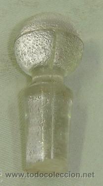 Antig&uuml;edades: TAPON DE VIDRIO TRANSPARENTE ANTIGUO PARA BOTELLA-GASTADO-medidas alto 6 cms. Diametro 2 cms.