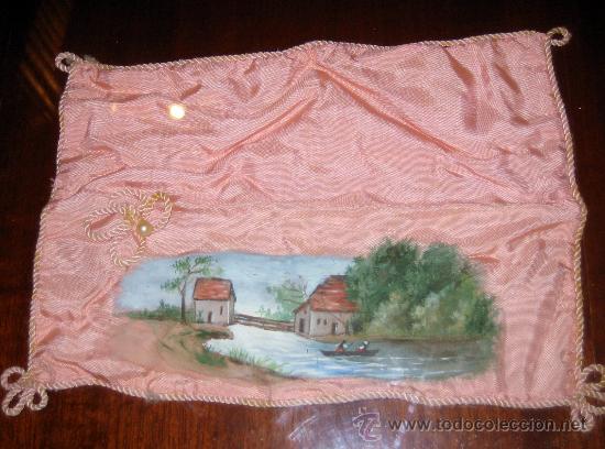 Antiques: FUNDA PARA PEINE EN TELA DE SEDA PINTADA AL OLEO FINALES SIGLO XIX