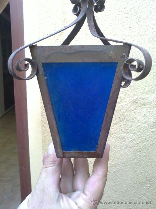 Antig&uuml;edades: lampara farola cristal de color - Foto 4