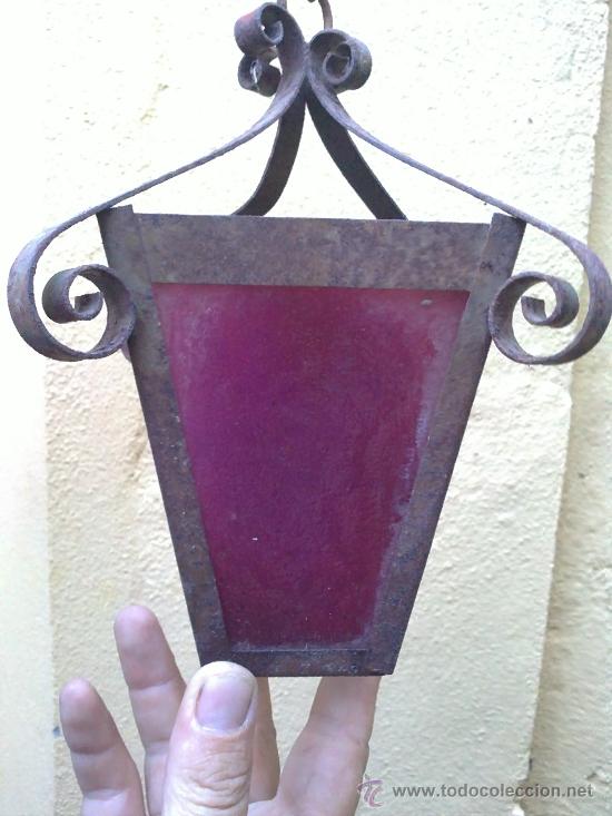 Antig&uuml;edades: lampara farola cristal de color - Foto 5