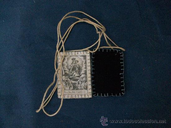 Antig&uuml;edades: ANTIGUO ESCAPULARIO DE LA VIRGEN DEL CARMEN 4X2,5 CM - Foto 1