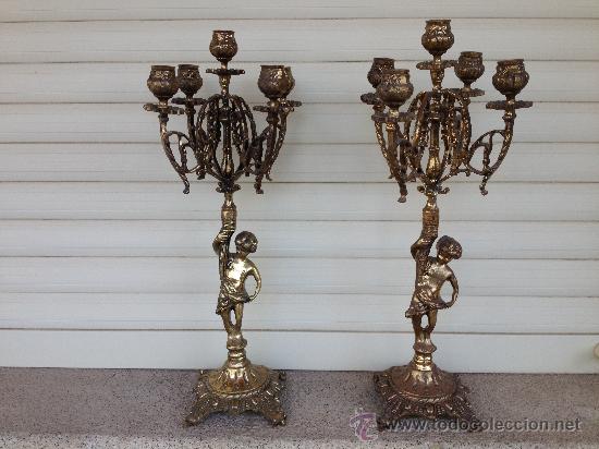 Antig&uuml;edades: Candelabros de bronce.  Par. - Foto 1