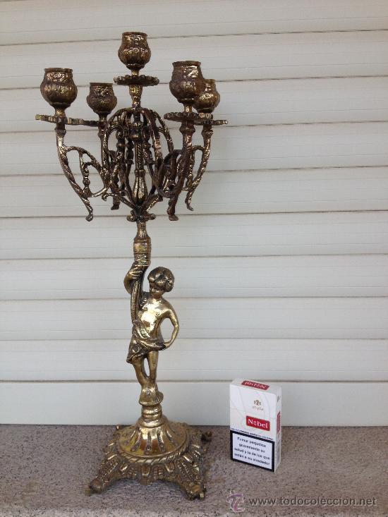 Antig&uuml;edades: Candelabros de bronce.  Par. - Foto 3