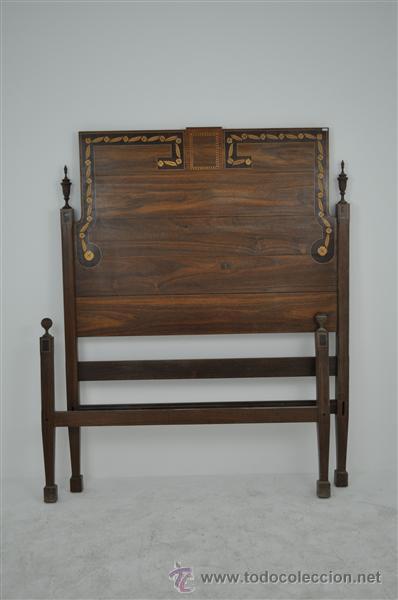 Antig&uuml;edades: cama de 120cm embutido en marqueteria - Foto 1