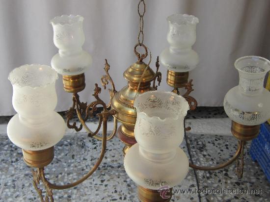 Antig&uuml;edades: LAMPARA DE TECHO EN BRONCE CON 5 LUCES - Foto 4