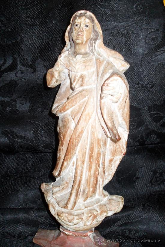 Antig&uuml;edades: VIRGEN TALLADA EN MADERA SIGLO XIX - Foto 4