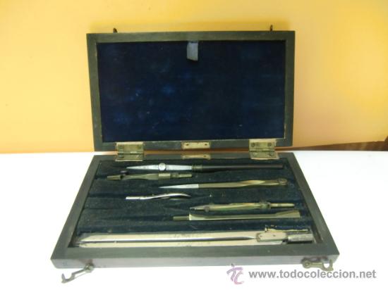Antig&uuml;edades: Caja de compases de caoba. Antigua - Foto 3