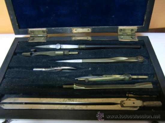 Antig&uuml;edades: Caja de compases de caoba. Antigua - Foto 4