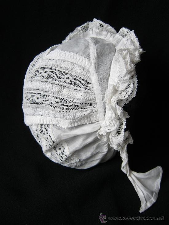 Antig&uuml;edades: ANTIGUO GORRO DE SEDA Y ENCAJE S. XIX - Foto 3