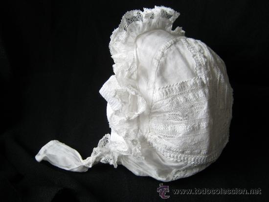 Antig&uuml;edades: ANTIGUO GORRO DE SEDA Y ENCAJE S. XIX - Foto 4
