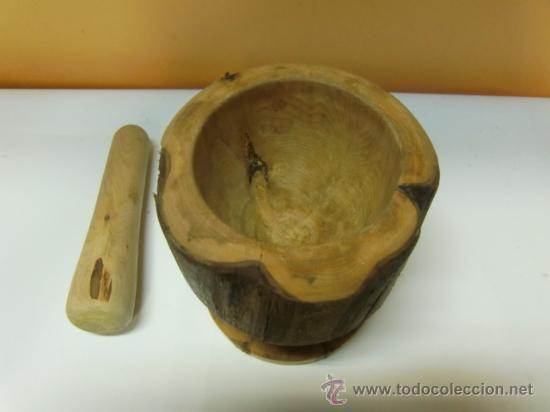 Antig&uuml;edades: Mortero de madera, hecho en un tronco - Foto 2