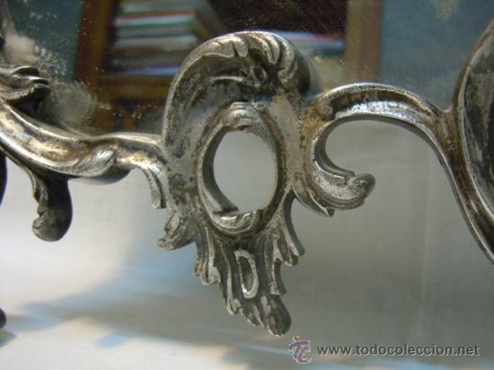 Antig&uuml;edades: ESPEJO CORNUCOPIA DE METAL PLATEADO ESTILO ROCOCO - Foto 7