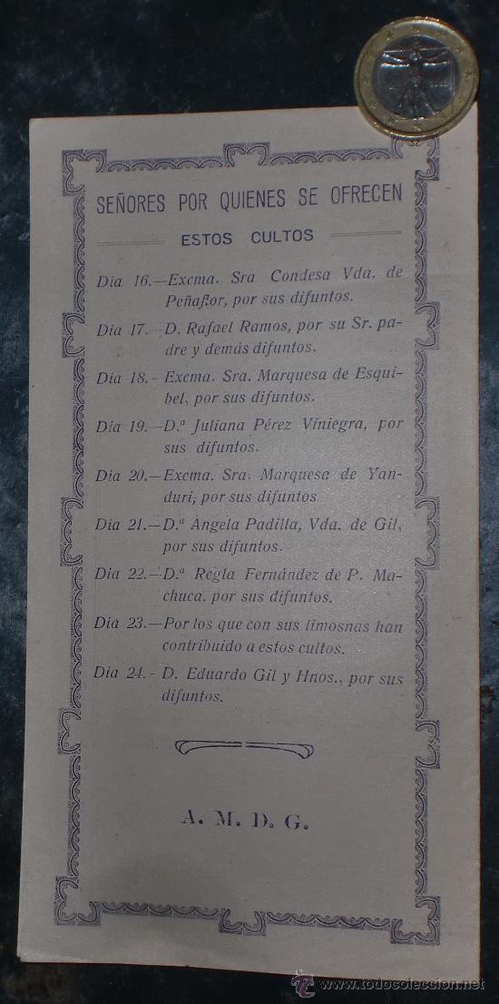 Antig&uuml;edades: Panfleto de misa Sevilla 1922 - Foto 3