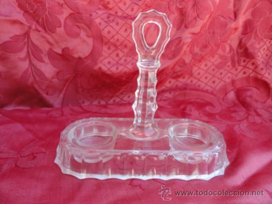 Antig&uuml;edades: ANTIGUO TINTERO O ACEITERA DE CRISTAL. - Foto 1