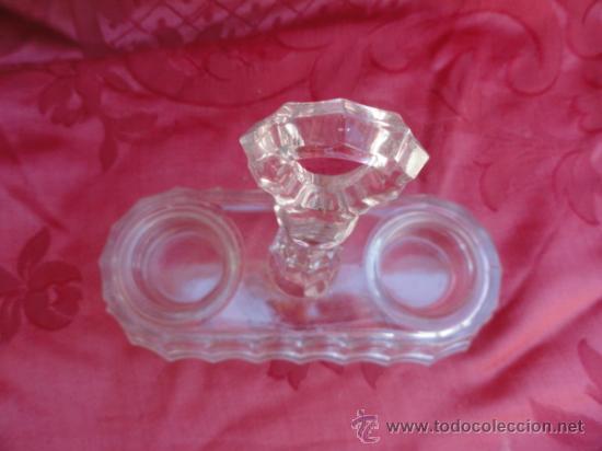 Antig&uuml;edades: ANTIGUO TINTERO O ACEITERA DE CRISTAL. - Foto 2