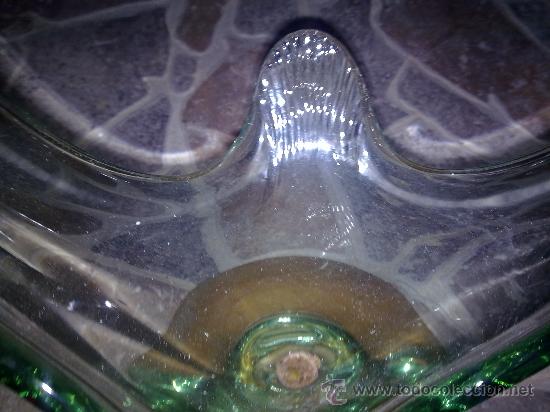 Antig&uuml;edades: precioso centro de mesa en cristal con pie de madera. - Foto 3