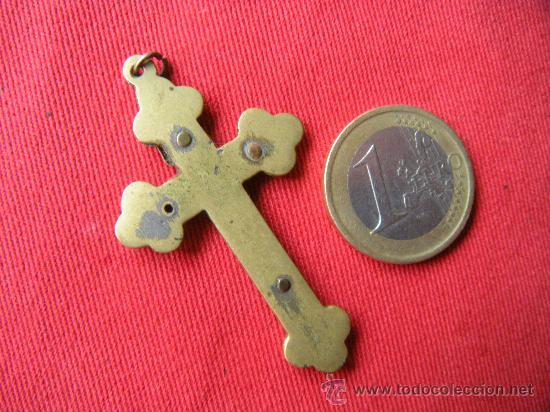 Antig&uuml;edades: ANTIGUA CRUZ DE BRONCE Y MADERA - Foto 2