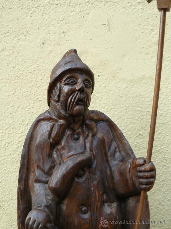 Antig&uuml;edades: TALLA EN MADERA - ANTIGUO SERENO. - Foto 2