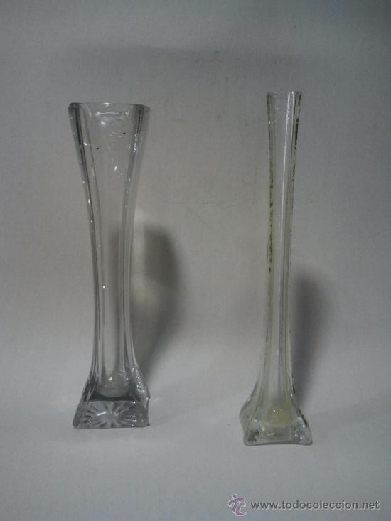 Antigüedades: Lote de 2 violeteros de cristal tallado - Foto 2 - 32993139