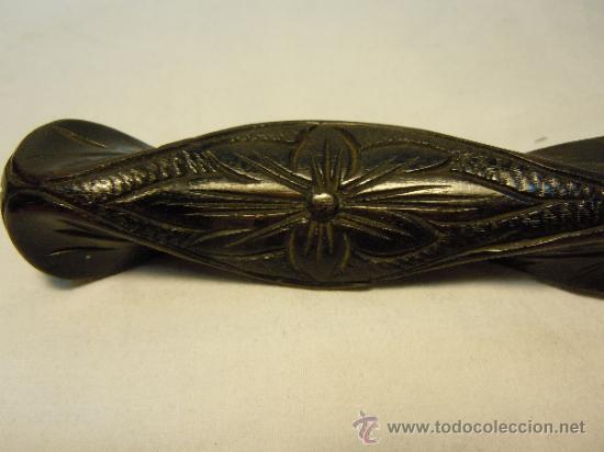 Antig&uuml;edades: MANGO ANTIGUO DE SOMBRILLA DE MADERA TALLADA Y EBONIZADA - Foto 5