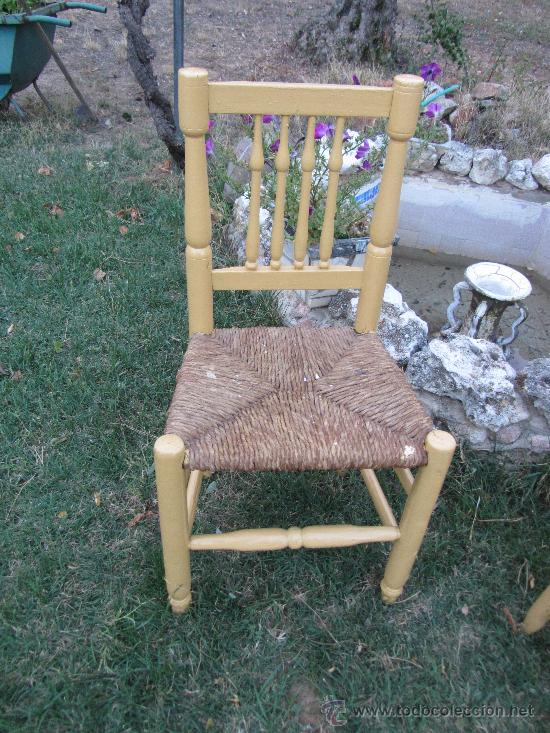 Antig&uuml;edades: ANTIGUA SILLA DE MADERA , ASIENTO ENEA . - Foto 1