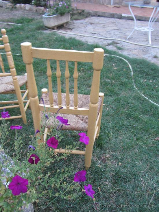 Antig&uuml;edades: ANTIGUA SILLA DE MADERA , ASIENTO ENEA . - Foto 2