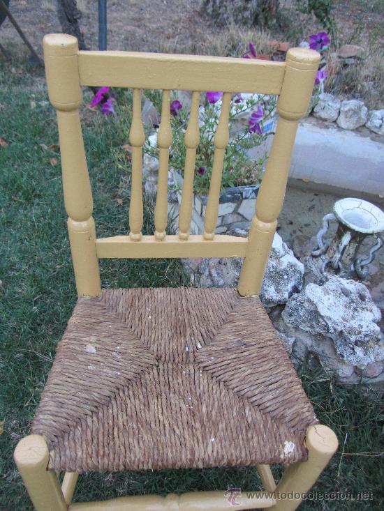 Antig&uuml;edades: ANTIGUA SILLA DE MADERA , ASIENTO ENEA . - Foto 3