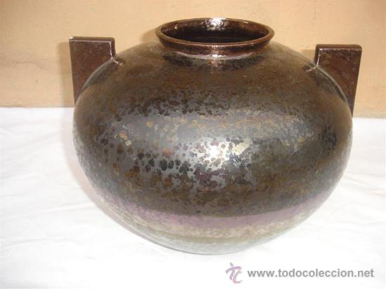 Antigüedades: macetero de forma de pote grande de ceramica - Foto 1 - 33438508