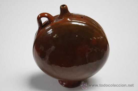 Antig&uuml;edades: CANTIMPLORA DE BARRO VIDRIADO DE ARRABAL DEL PORTILLO, VALLADOLID. ALTURA: 22.5 CMS.