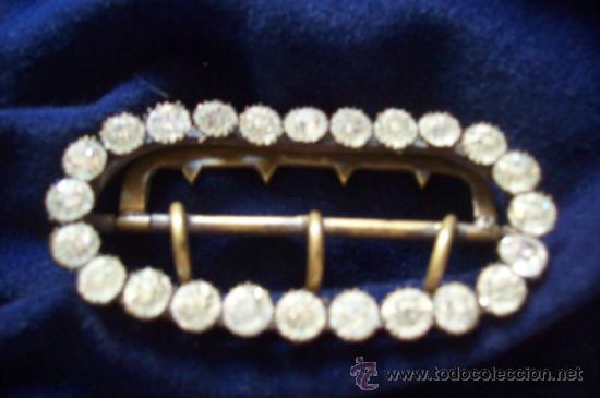Antig&uuml;edades: Hebilla antigua bronce y strass - Foto 1