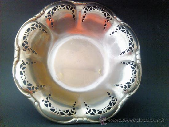 Antig&uuml;edades: Antiguo Plato de metal plateado, centro de mesa - Foto 1