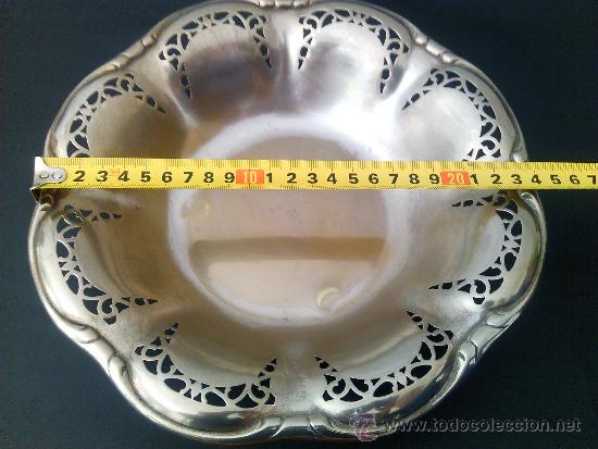Antig&uuml;edades: Antiguo Plato de metal plateado, centro de mesa - Foto 2