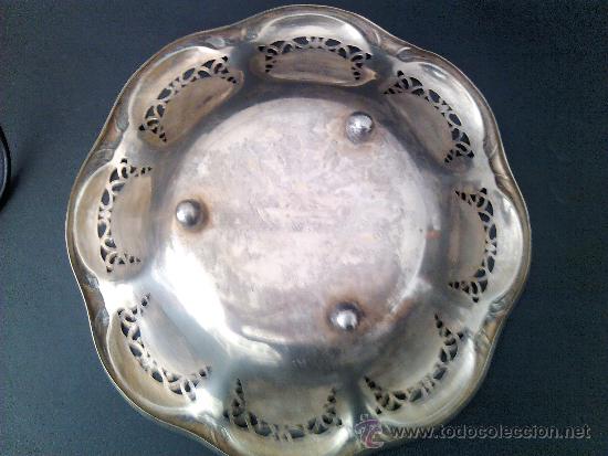 Antig&uuml;edades: Antiguo Plato de metal plateado, centro de mesa - Foto 7