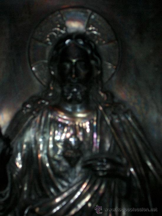 Antig&uuml;edades: CUADRO DE GALVANO DEL SAGRADO CORAZON - Foto 2