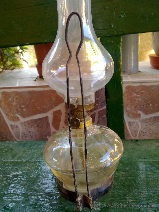Antig&uuml;edades: antiguo quinque de cristal. - Foto 3