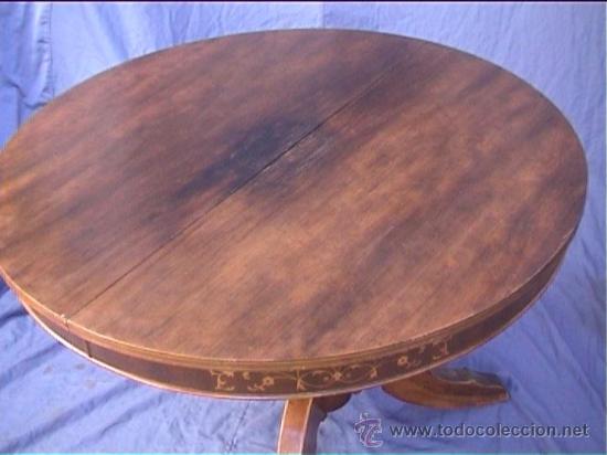 Antig&uuml;edades: MESA COMEDOR OVALADA OVAL S XIX CON MARQUETERIA - Foto 4