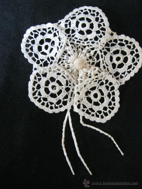 Antig&uuml;edades: ANTIGUO BROCHE DE ENCAJE  S. XIX - Foto 1