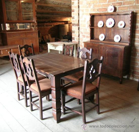 Antig&uuml;edades: Conjunto Mesa extensible con 6 sillas - Foto 1