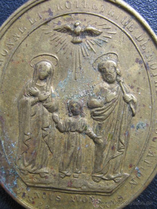 Antig&uuml;edades: Medalla religiosa 4x3 cm Laton - Foto 3