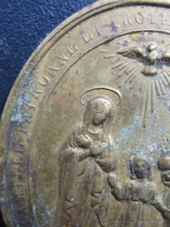 Antig&uuml;edades: Medalla religiosa 4x3 cm Laton - Foto 7